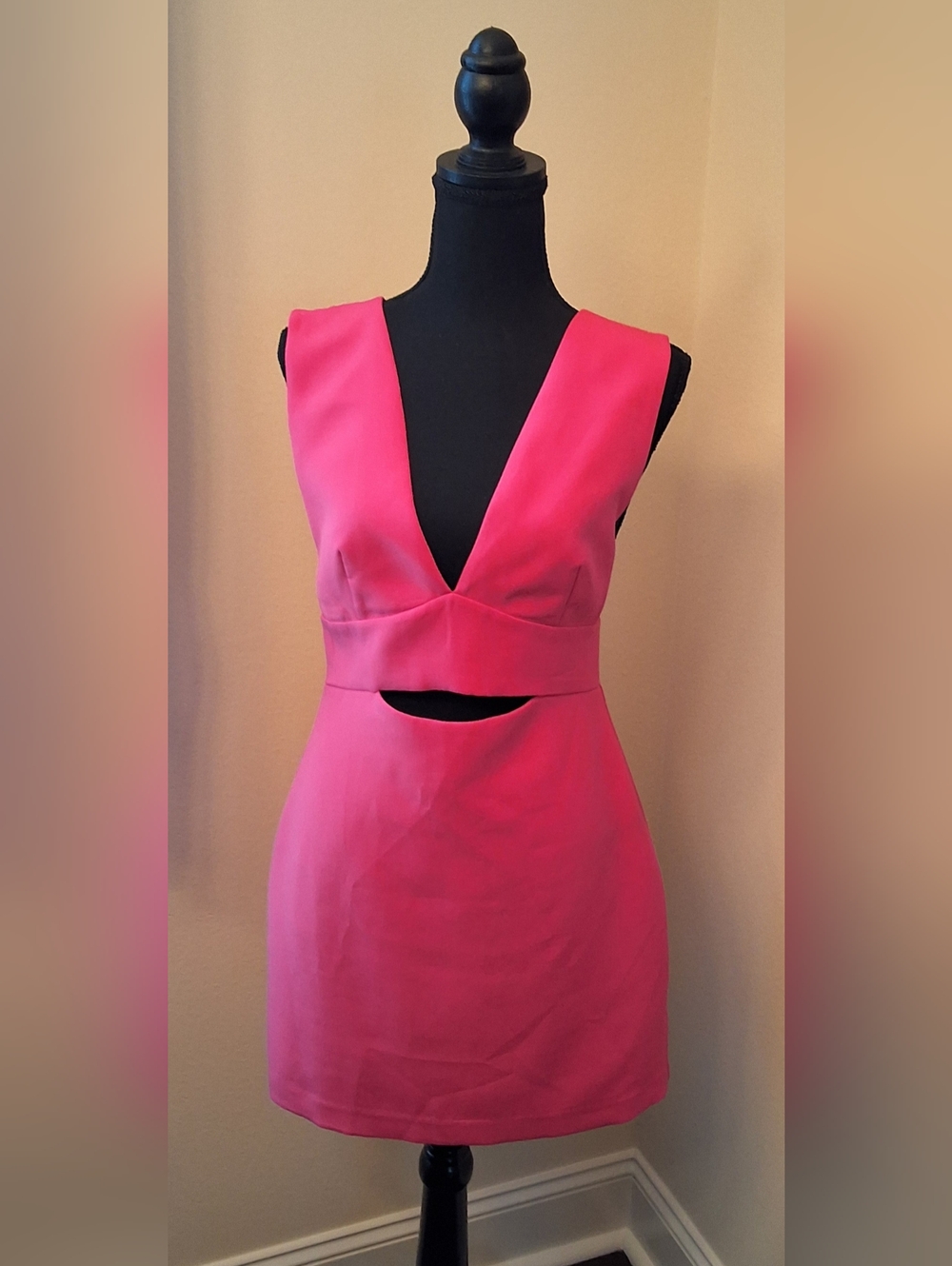 Endless Rose Hot Pink Deep V Cutout Mini Dress
